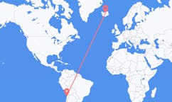 Vluchten van Antofagasta, Chili naar Akureyri, IJsland