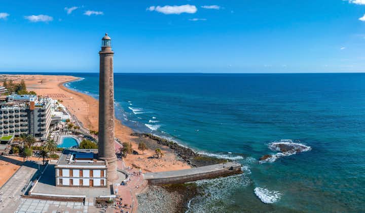 Panoramic aerial view of the Maspalomas Lighthouse, Grand Canary, Spain.