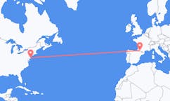 Flyg från Atlantic City, USA till Lourdes (kommun i Brasilien, São Paulo, lat -20,94, long -50,24), Frankrike