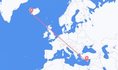 航班从塞浦路斯帕福斯市到雷克雅维克市，冰岛塞尔