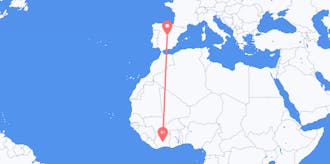 Flyreiser fra Elfenbenskysten til Spania