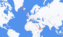 Flyrejser fra Goba, Etiopien til Reykjavik, Island