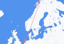 オランダのアムステルダムからから、ノルウェーのナルビクまでのフライト
