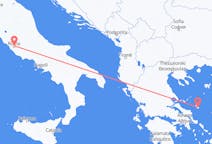 イタリアのローマからから、ギリシャのスキロスまでのフライト