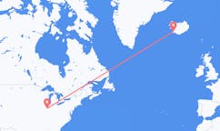 Flyg från Champaign, USA till Reykjavik, Island