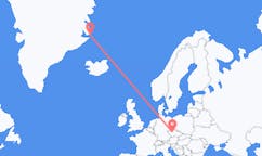 Vluchten van Ittoqqortoormiit, Groenland naar Praag, Tsjechië