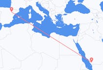 Flyrejser fra Abha, Saudi-Arabien til Zaragoza, Spanien