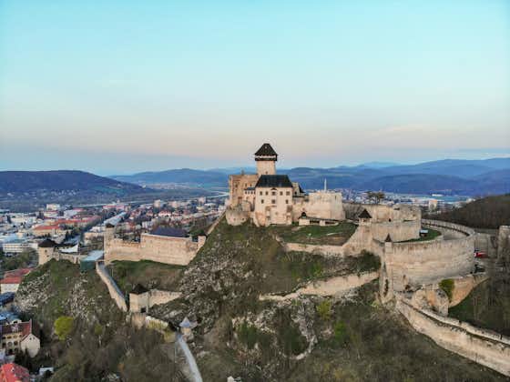 Drone footage of Trencin castle in Slovakia