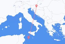 Vols depuis la ville de Zagreb vers la ville de Lampedusa