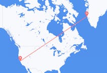米国のサンフランシスコから、グリーンランドのマニツォクまでのフライト