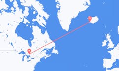 Vluchten van Groot Sudbury, Canada naar Reykjavík, IJsland