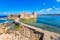photo of  view of Picture of the watchthower from the medieval castle at Methoni, southern Greece, as it extends into the sea., Methoni, Greece.