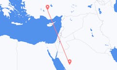 Flyreiser fra Al-`Ula, Saudi-Arabia til Konya, Tyrkia