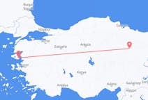Loty z Mitylena, Grecja z Sivas, Turcja
