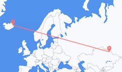 航班从哈萨克斯坦巴甫洛达尔市到埃伊尔斯塔济市，冰岛塞尔