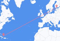 从克魯克德島 (巴哈馬)飞往赫尔辛基的航班