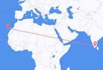 Flyreiser fra Madurai, India til Tenerife, Spania
