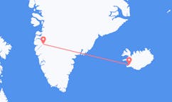 グリーンランドのカンゲルルススアークから、アイスランドのレイキャビク行きフライト