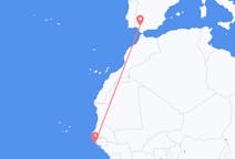 Flüge von Mütze Skilaufen, der Senegal nach Sevilla, Spanien