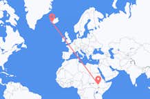 Flyreiser fra Gambela, Ethiop, Etiopia til Reykjavík, Island