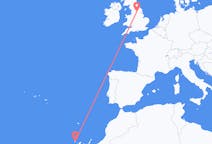 Vluchten van Leeds, Engeland naar La Palma (ort i Mexiko, Guanajuato, Salamanca), Spanje