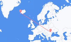 Flyreiser fra byen Reykjavik, Island til byen Bacău, Romania