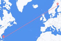 Flyreiser fra Marsh Harbour, Bahamas til Lulea, Sverige