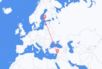 เที่ยวบิน จาก ตุรกุ, ฟินแลนด์ ไปยัง จังหวัดหทัย, ตุรกี