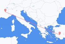 Flyg från Grenoble, Frankrike till Denizli, Turkiet