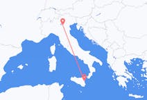 イタリアのヴェローナから、イタリアのカターニアまでのフライト