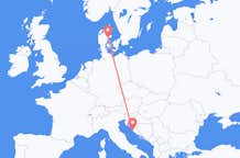 Vluchten van Aarhus, Denemarken naar Zadar, Kroatië