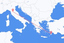 Flyg från Florens, Italien till Rhodes, England, Grekland