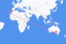 出发地 澳大利亚出发地 甘比爾山目的地 西班牙特内里费岛的航班