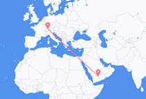 Vluchten van Sharurah, Saoedi-Arabië naar Zürich, Zwitserland