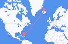 Flyreiser fra Providenciales, Turks- og Caicosøyene til Akureyri, Island