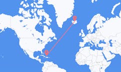 Flüge von Vorsehungen, die Turks- und Caicosinseln nach Akureyri, Island