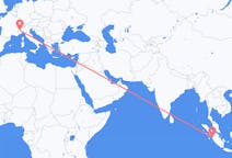 Flights from Padang, Indonesia to Turin, Italy