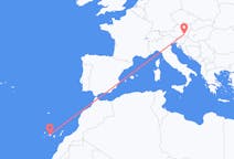 Flyg från Graz, Österrike till Santa Cruz de Tenerife, Spanien