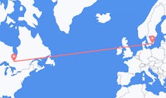 Vluchten van Timmins, Canada naar Karlskrona, Zweden