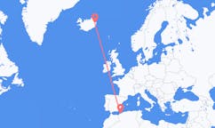 航班从阿尔及利亚瓦赫兰市到埃伊尔斯塔济市，冰岛塞尔