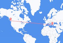 Flyreiser fra Campbell River, Canada til Volos, Hellas