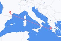 フランスのカルカソンヌからから、ギリシャのザキントス島までのフライト
