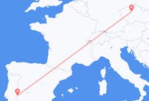 Flyg från Badajoz, Spanien till Prag, Tjeckien