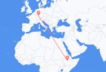 埃塞俄比亚出发地 亚的斯亚贝巴飞往埃塞俄比亚目的地 卡尔斯鲁厄的航班