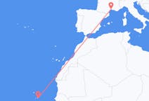 Flyg från Praia, Kap Verde till Montpellier, Frankrike
