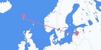 Vluchten van Letland naar Faeröer
