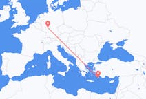 Vluchten van Rhodos, Griekenland naar Frankfurt, Duitsland