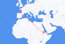 Flyreiser fra Gonder, Etiopia til Biarritz, Frankrike