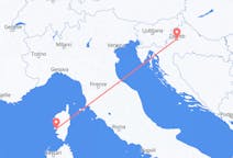 Flyg från Zagreb, Kroatien till Ajaccio, Frankrike