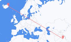 航班从印度阿姆利则市到埃伊尔斯塔济市，冰岛塞尔
